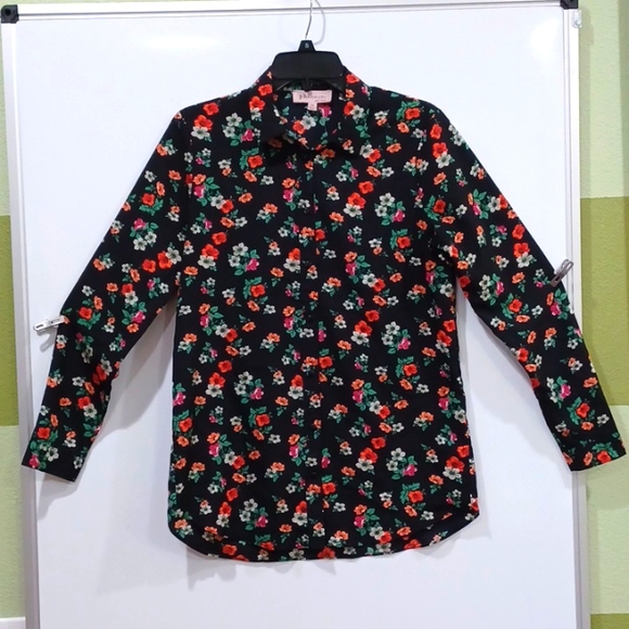 Philosophy Republic Clothing XS Black Polyester shirt w/bright floral pttrn. - Picture 1 of 8